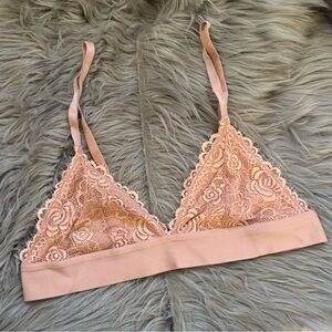 Pepper Blush Pink Lace Cup Lightweight Backless Bralette Medium